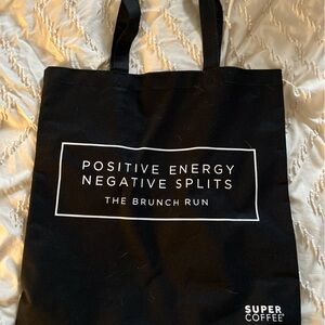 Black Tote Bag with Positive Energy Print